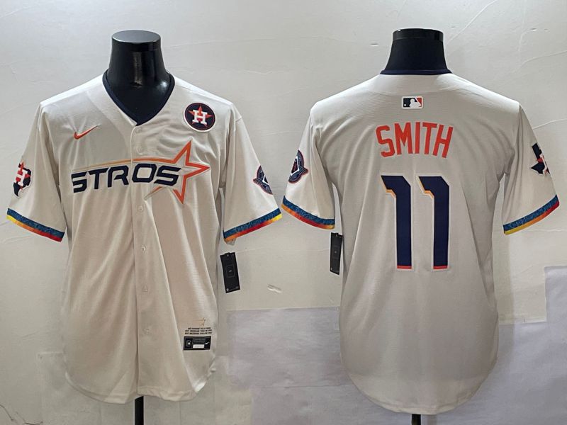 Men Houston Astros #11 Smith Cream Fourth generation Joint Name 2025 Nike MLB Jersey style 4156